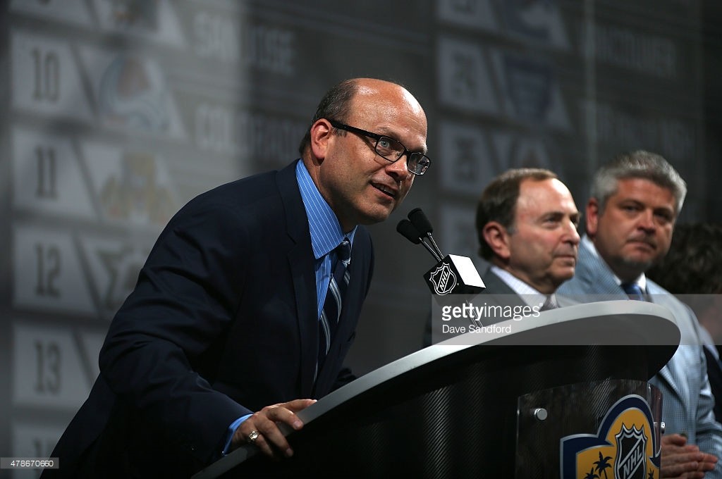 during Round One of the 2015 NHL Draft at BB&T Center on June 26, 2015 in Sunrise, Florida.