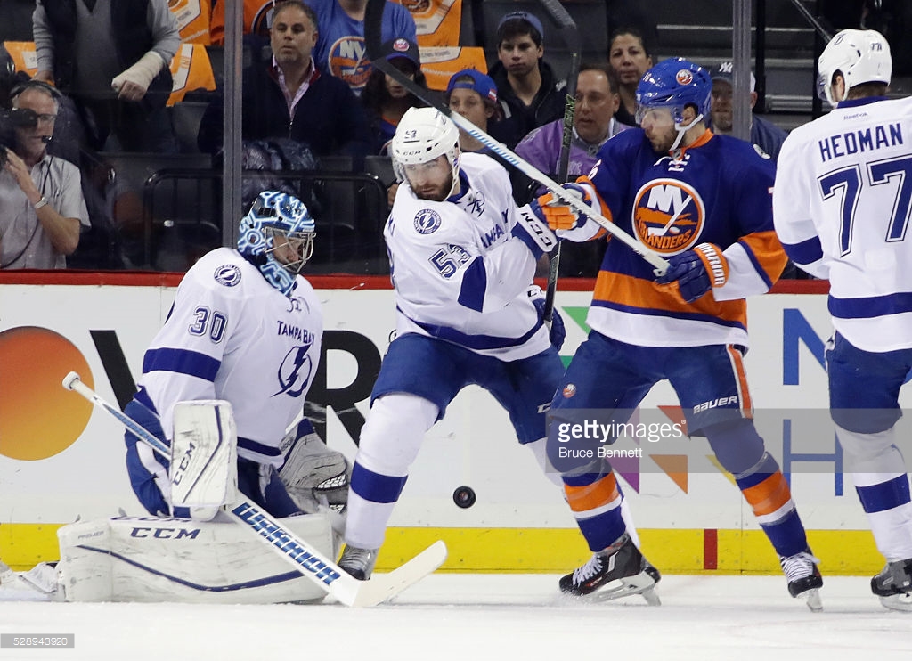 skates against the New York Islanders in Game Four of the Eastern Conference Second Round during the 2016 NHL Stanley Cup Playoffs at the Barclays Center on May 06, 2016 in the Brooklyn borough of New York City. The Lightning defeated the Islanders 2-1 in overtime.