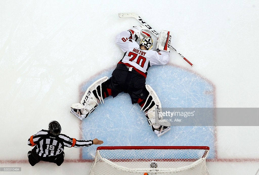 PITTSBURGH, PA - MAY 10:  Braden Holtby #70 of the Washington Capitals reacts after allowing the game winning overtime goal against Nick Bonino #13 of the Pittsburgh Penguins (not pictured) in Game Six of the Eastern Conference Second Round during the 2016 NHL Stanley Cup Playoffs at Consol Energy Center on May 10, 2016 in Pittsburgh, Pennsylvania.  (Photo by Justin K. Aller/Getty Images)