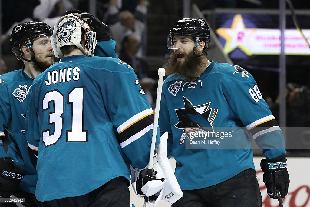in game three of the Western Conference Finals during the 2016 NHL Stanley Cup Playoffs at SAP Center on May 19, 2016 in San Jose, California.