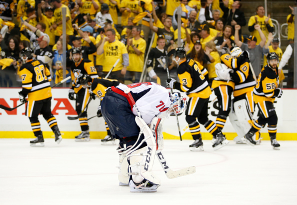 PITTSBURGH, PA - MAY 10:  Braden Holtby #70 of the Washington Capitals reacts after losing to the Pittsburgh Penguins in overtime 4-3 in Game Six of the Eastern Conference Second Round during the 2016 NHL Stanley Cup Playoffs at Consol Energy Center on May 10, 2016 in Pittsburgh, Pennsylvania.  (Photo by Justin K. Aller/Getty Images)