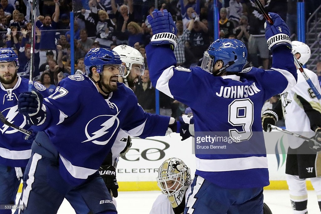 in Game Four of the Eastern Conference Final during the 2016 NHL Stanley Cup Playoffs at Amalie Arena on May 20, 2016 in Tampa, Florida.